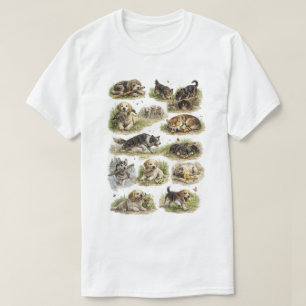 Sammlung vintage handgezeichneter Hunde T-Shirt