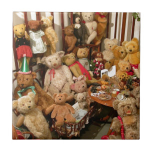 Sammlung Vintager Teddybären Fliese