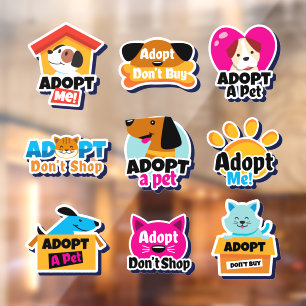 Sammlung von Adoptier-A-Heimkatzen oder Hundesalon Fensteraufkleber