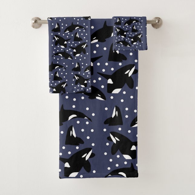 Sammlung von arktischen Tieren - Orcas Badhandtuch Set (Insitu)