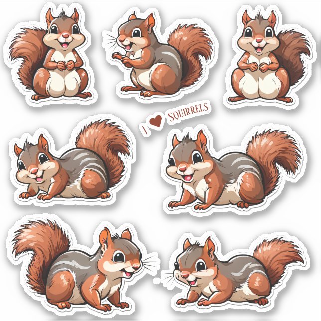 Sammlung von Eichhörnchen Stickers Aufkleber (Vorderseite)