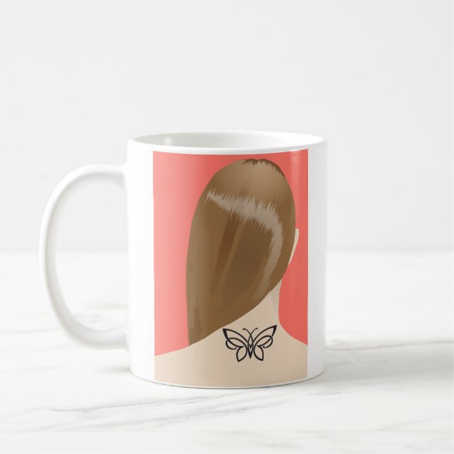 Sammlung von Frauen Neck Tattoo Art Print, Nr. 2/1 Kaffeetasse (Links)