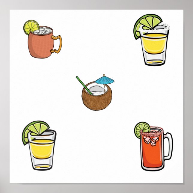 Sammlung von Getränken Poster (Vorne)