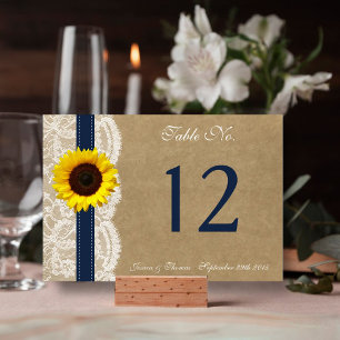Sammlung von Kraft, Spitzen und Sonnenblumen - Mar Tischnummer