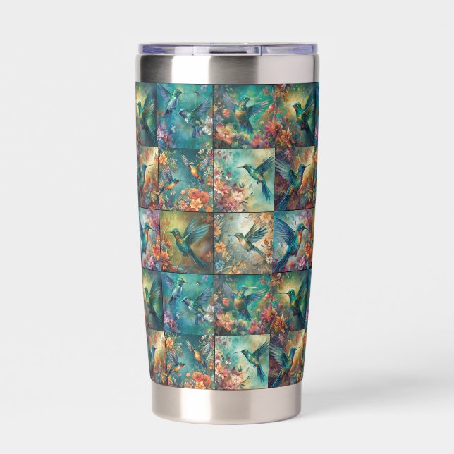 Sammlung von neun Kolibri nach Muster Thermobecher (Vorderseite)