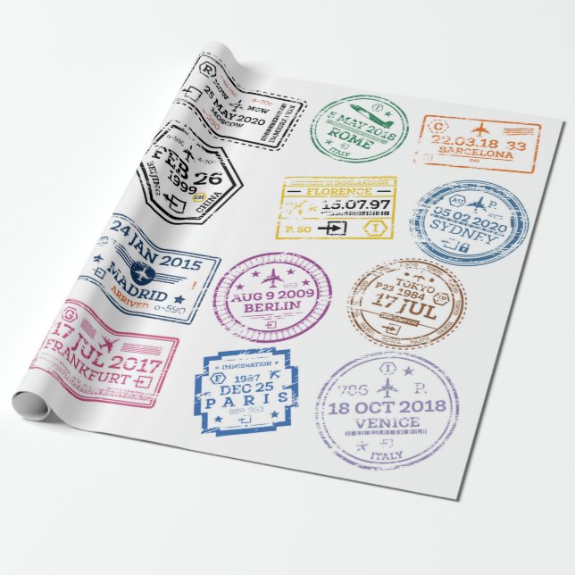 Sammlung von Passport-Briefmarke Abgeschieden auf  Geschenkpapier (Ungerollt)