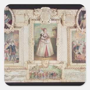Sammlung von sechs Miniaturen Quadratischer Aufkleber