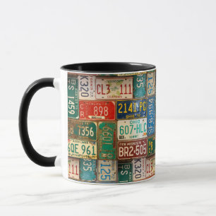 Sammlung von Vintage-Automobilkennzeichen Tasse
