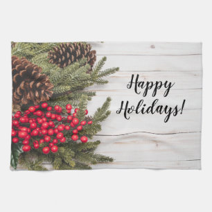 Sammlung Wreath und Holly Holiday Geschirrtuch