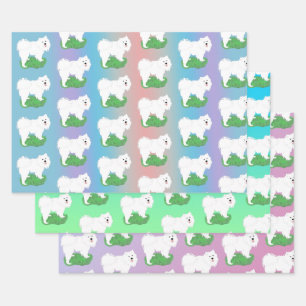 Sammy Gift Wrap auf Pastels-3 Sheet-Set Geschenkpapier Set