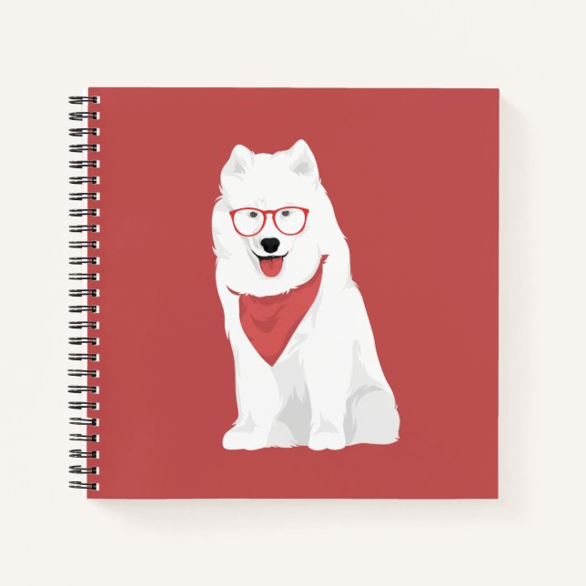 Sammy The Red Bandana Samoyed Dog Notizbuch (Vorderseite)