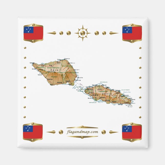 Samoa Carte + Indicateurs Magnet (Devant)