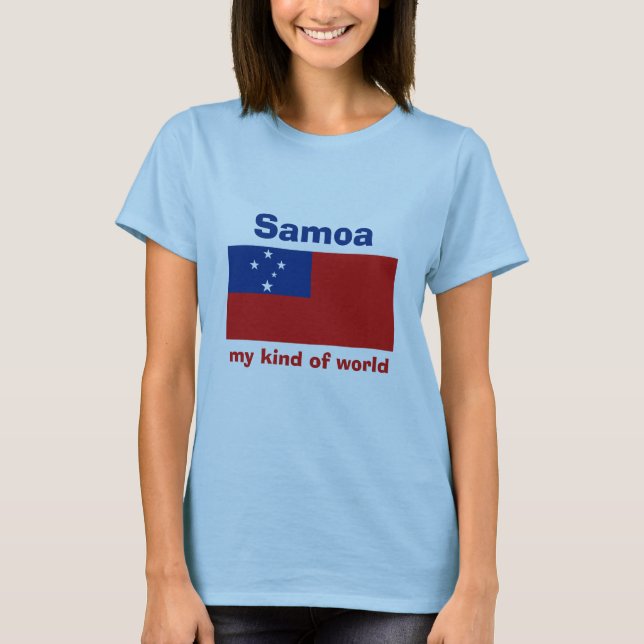 Samoa Flag + Karte + Text-T - Shirt (Vorderseite)
