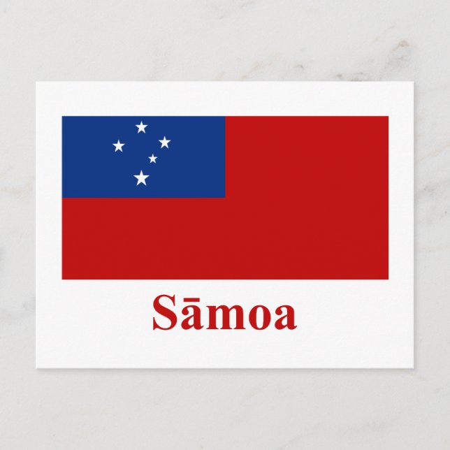 Samoa-Flagge mit Name in Samoan Postkarte (Vorderseite)