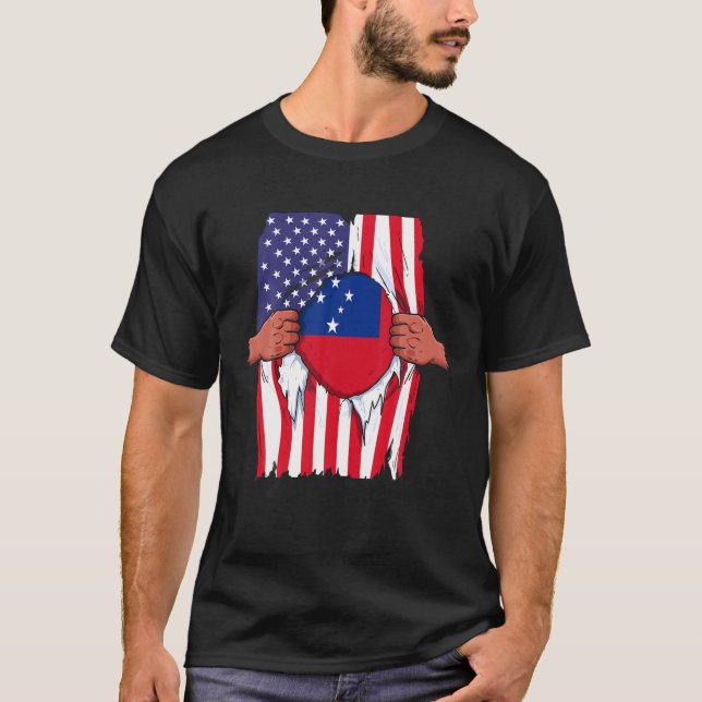 Samoa Flaggenblut in mir Zuhause Pride Samoan Amer T-Shirt (Vorderseite)
