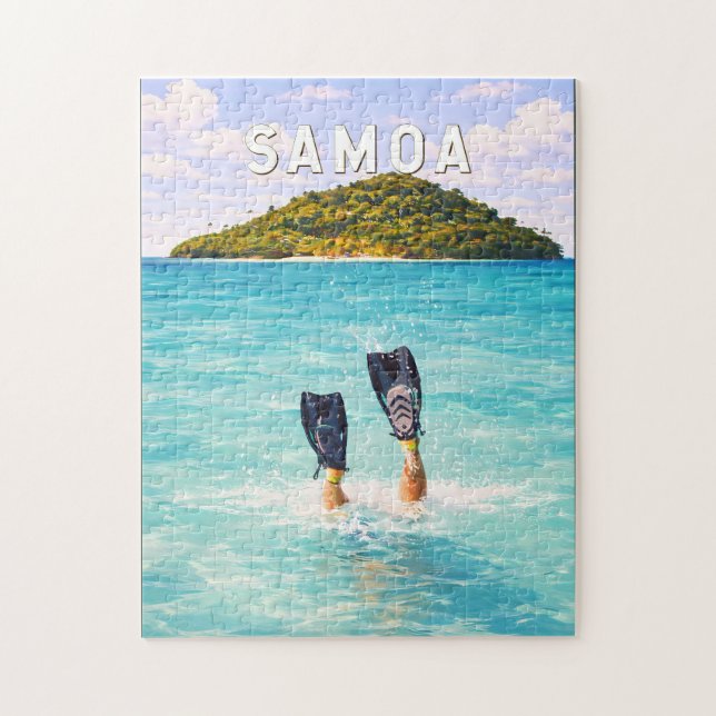 Samoa-Illustration Reise Kunst Vintage (Vertikal)