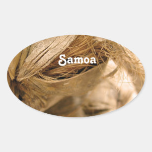 Samoa-Inseln Kokosnuss Ovaler Aufkleber