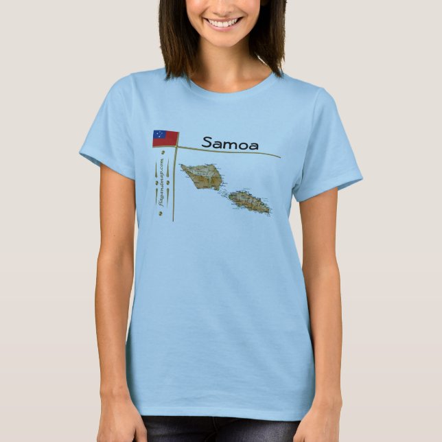 Samoa Karte + Flagge + T - Shirt (Vorderseite)