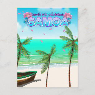 Samoa "Reise in das Abenteuer" Reiseplakat. Postkarte