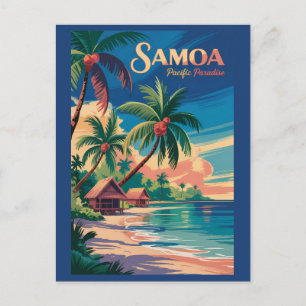 Samoa-Strand Samoanische Illustration Reise Kunst  Postkarte