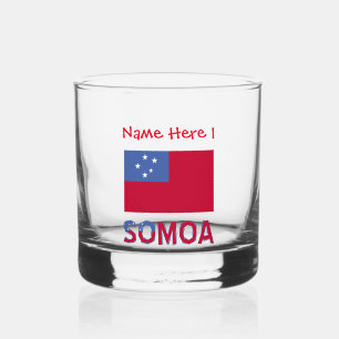 Samoa und Samoan Flagge Rot Personalisierung Whiskyglas