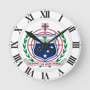 Samoa-Wappen Runde Wanduhr