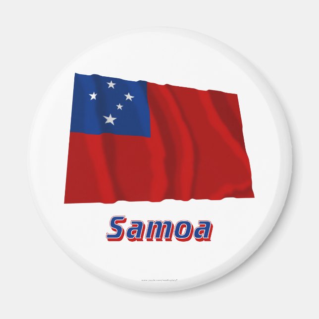 Samoa Waving Flag mit Namen Magnet (Vorne)