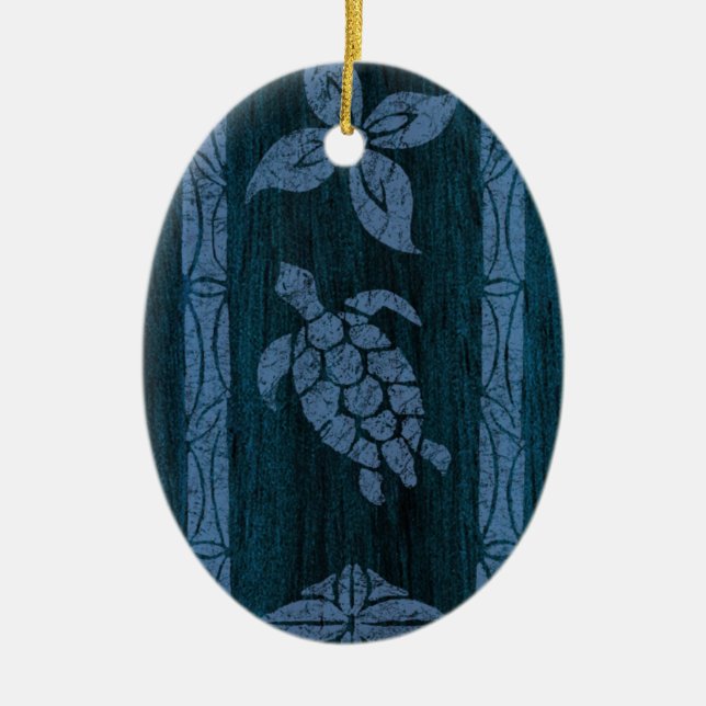 Samoaischer Tapa-hawaiisches Imitat-Holz-Surfbrett Keramik Ornament (Vorne)