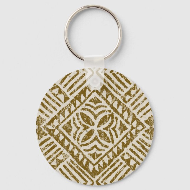 Samoan Tapa Vintage tropische Keyrings Schlüsselanhänger (Vorderseite)