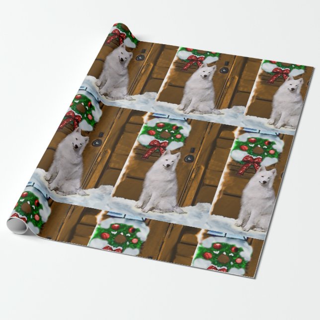 Samoed auf Porch Weihnachten Geschenkpapier (Ungerollt)