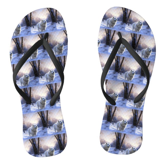 Samoed Let It Snow Weihnachten Flip Flops (Fußbett)