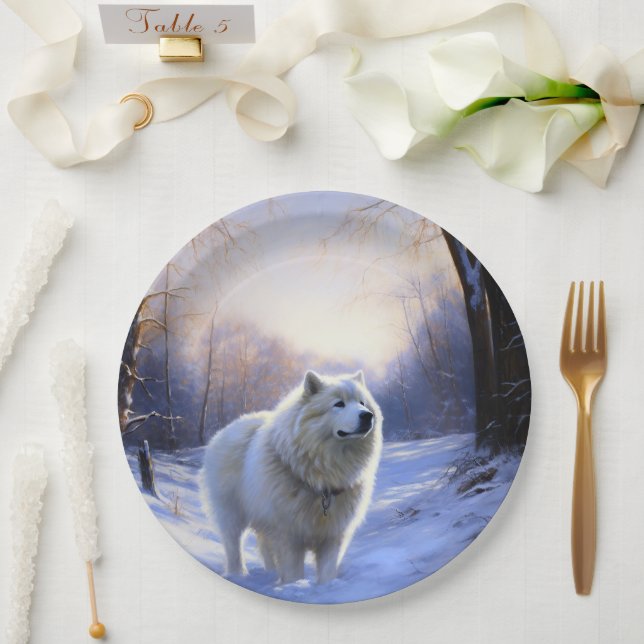 Samoed Let It Snow Weihnachten Pappteller (Hochzeit)