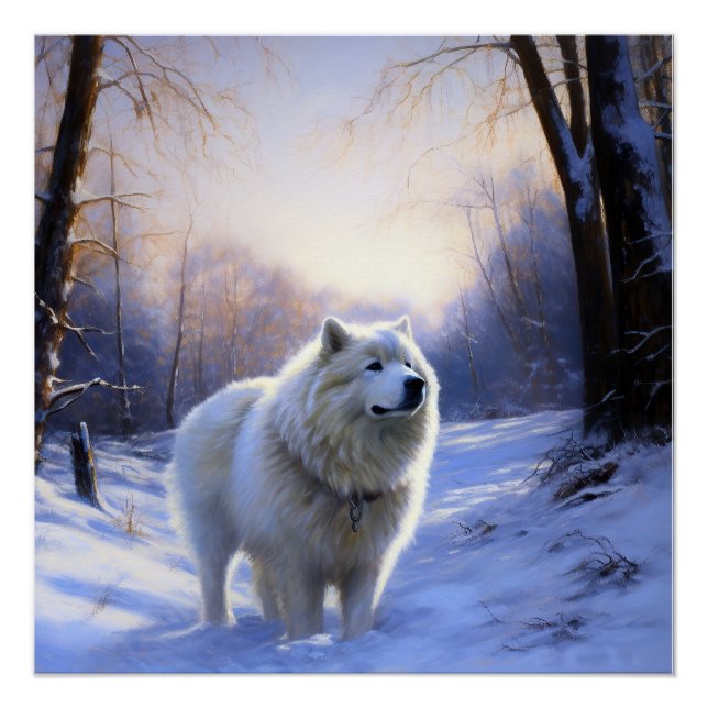 Samoed Let It Snow Weihnachten Poster (Vorderseite)