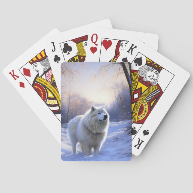 Samoed Let It Snow Weihnachten Spielkarten (Rückseite)