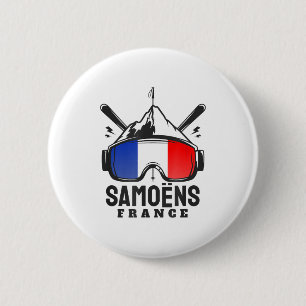 Samoëns Grand Massif Frankreich Skigebiet Retro Button