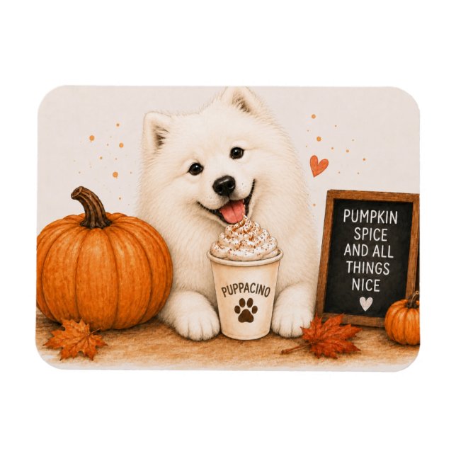 Samojed Kürbisgewürz Magnet (Horizontal)