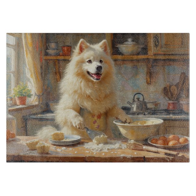 Samojede beim Kochen in der Küche Schneidebrett (Vorderseite)