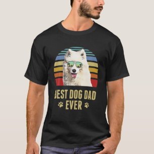 Samojede Best Dog Dad Ever Retro Sonnenuntergang T-Shirt