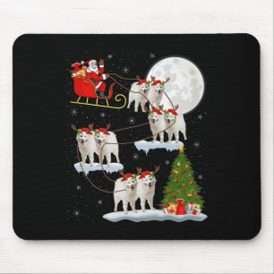 Samojede-Hund-Santa-Schlitten-Flug-Funny-Magisches Mousepad