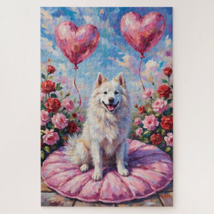 Samojede-Hund Valentinstag Rose Picknick