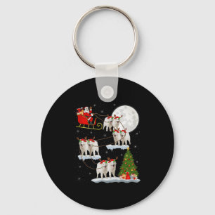 Samojede Hund Weihnachtsmann Schlitten Fliegend Lu Schlüsselanhänger