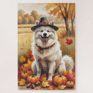 Samojede im Herbstlaub Erntedank Kunst
