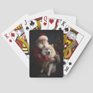 Samojede mit Weihnachtsmann Festives Weihnachten Spielkarten