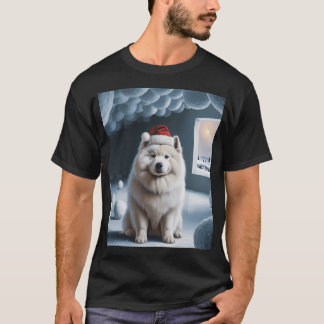 Samojede mit Weihnachtsmütze T-Shirt