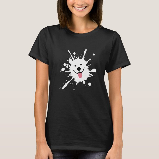 Samojede Spritzer Glückliches Hundegesicht   T-Shirt (Vorderseite)