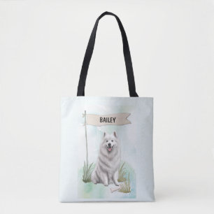 Samojede-Wasserfarbe Personalisierter Hund Tasche