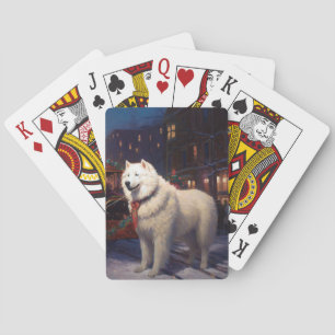 Samojede Weihnachtsfestzeit Spielkarten
