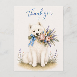 Samojeden-Blumenstrauß Dankeschön Postkarte