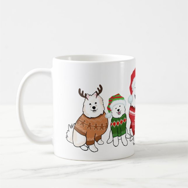 Samojeden in Weihnachtspullovern Kaffeetasse (Links)