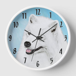 Samojeden-Malerei - Süße originelle Hundekunst Uhr